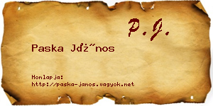 Paska János névjegykártya